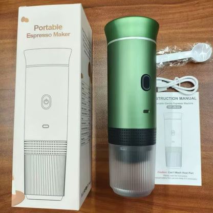 Portable Wireless Electric Espresso Coffee Maker - 3-in-1 Travel, Car, and Home Brewing Solution for Capsule and Ground Coffee