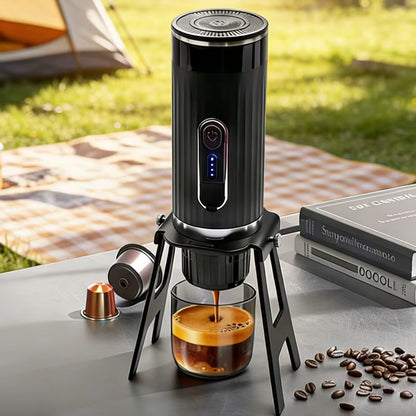 Portable 3-In-1 Wireless Camping Coffee Maker - Self-Heating Espresso Machine with 12V Car Adapter for On-the-Go Brewing