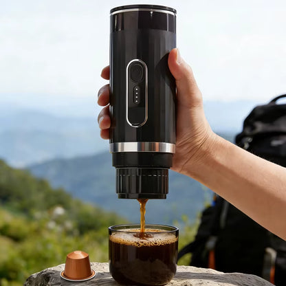 Portable 3-In-1 Wireless Camping Coffee Maker - Self-Heating Espresso Machine with 12V Car Adapter for On-the-Go Brewing